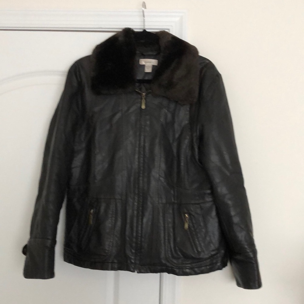 Ladies Waist Length Faux Leather Jacket